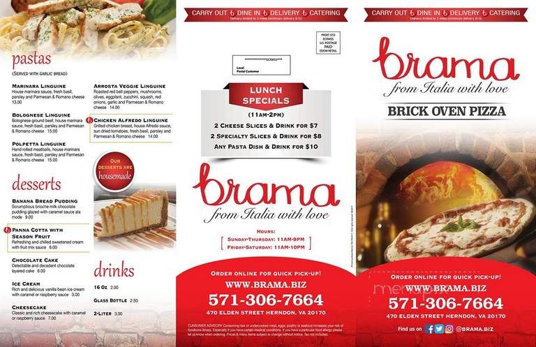 Brama Italian Cuisine - Herndon, VA menu_pic