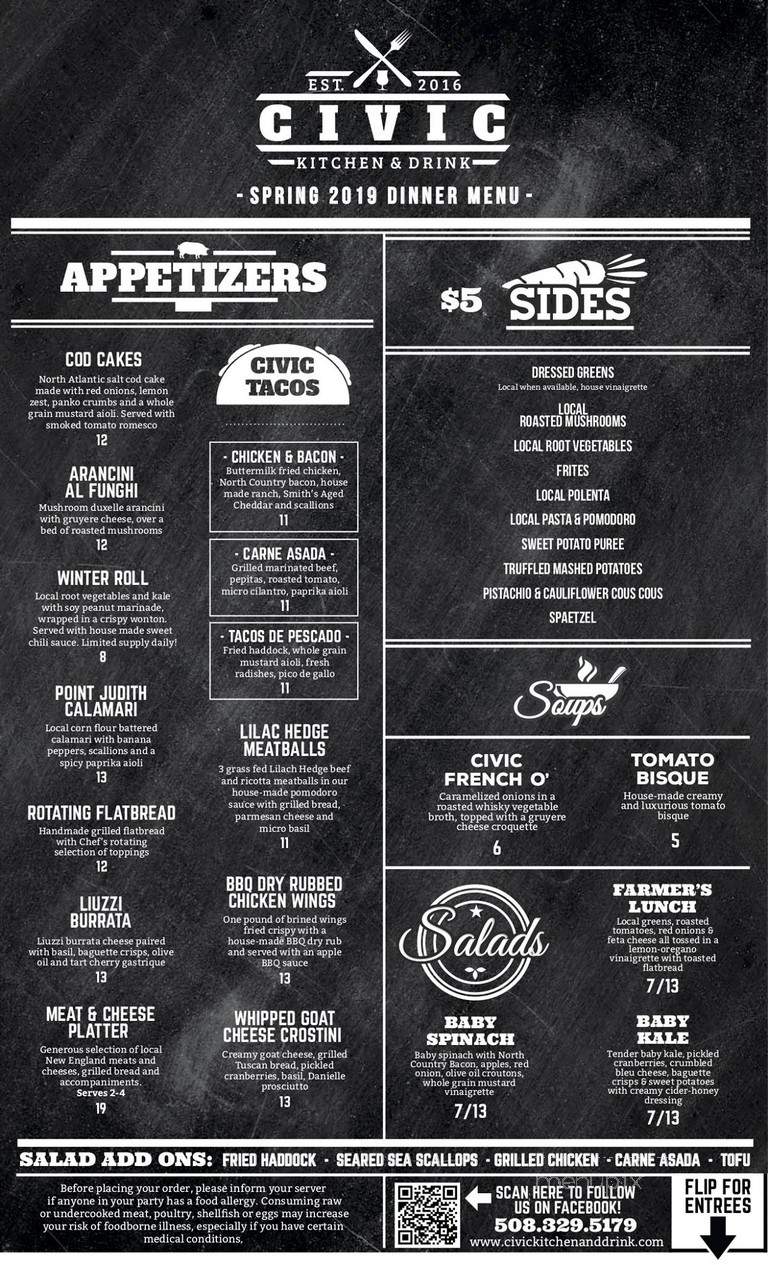 Civic Kitchen & Drink - Westborough, MA menu_pic