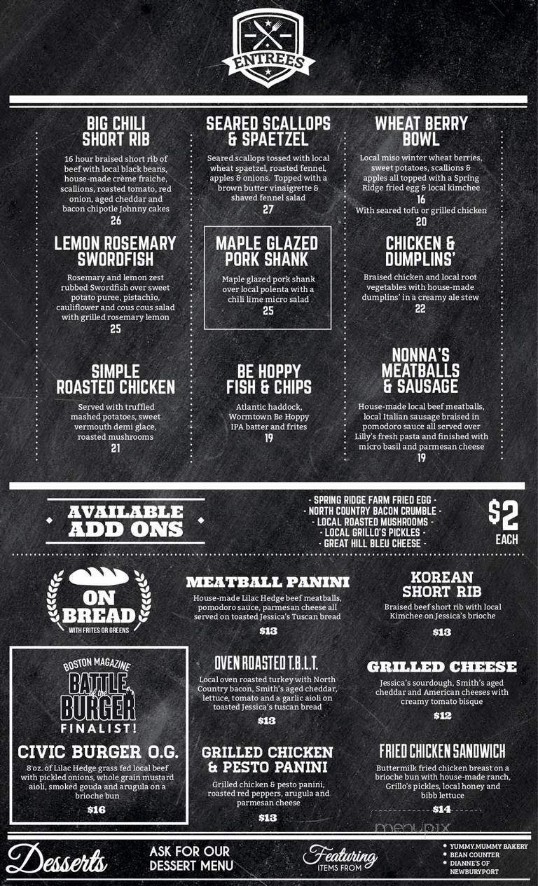 Civic Kitchen & Drink - Westborough, MA menu_pic