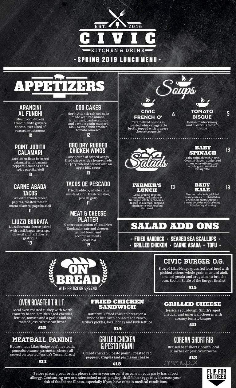 Civic Kitchen & Drink - Westborough, MA menu_pic