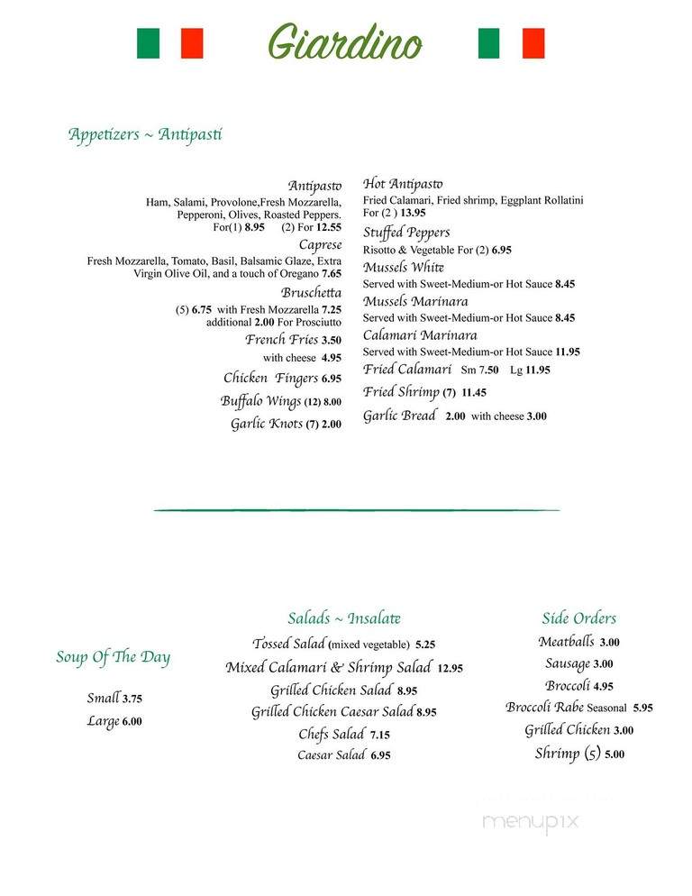Giardino - Green Brook Township, NJ menu_pic