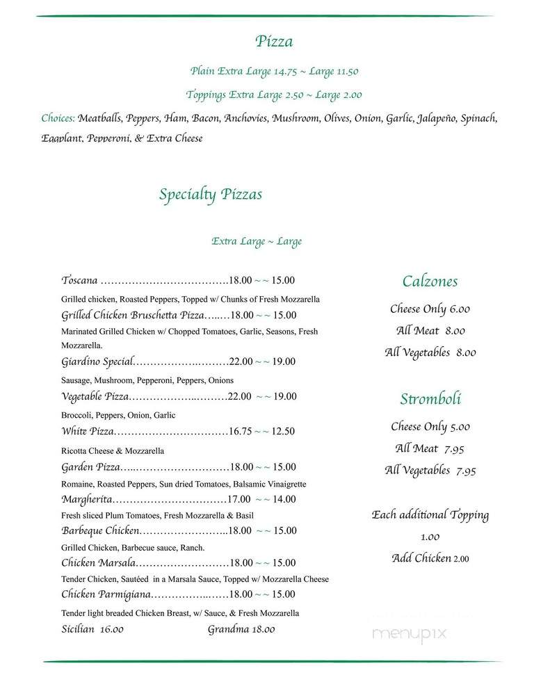 Giardino - Green Brook Township, NJ menu_pic