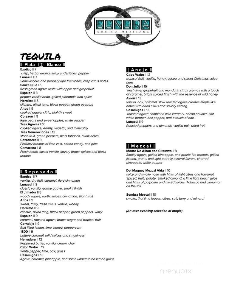 Sonora - Asheville, NC menu_pic