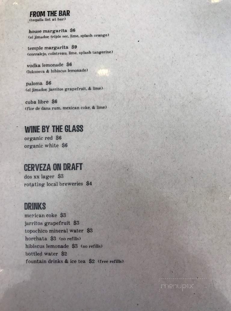 Mamacita's Taco Temple - Asheville, NC menu_pic