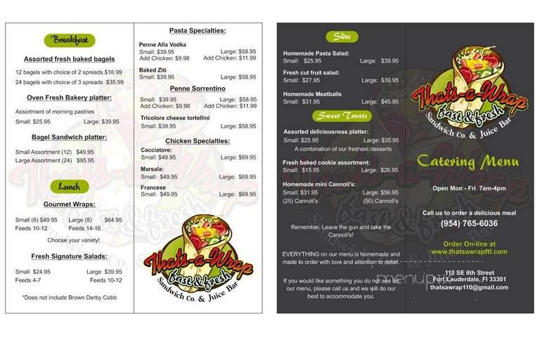 Thats a Wrap Sandwich - Boca Raton, FL menu_pic