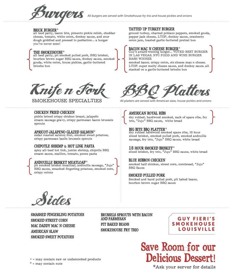 Guy Fieri's Smokehouse - Louisville, KY menu_pic