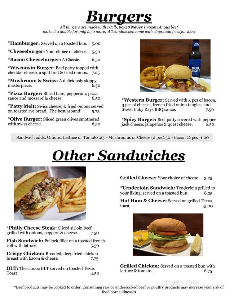 Anglers Bar & Grill - Fremont, WI menu_pic