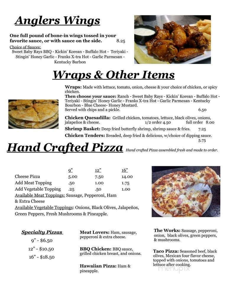 Anglers Bar & Grill - Fremont, WI menu_pic