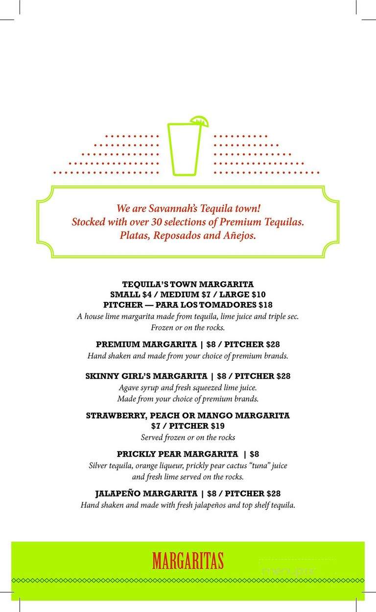 Tequila's Town - Savannah, GA menu_pic