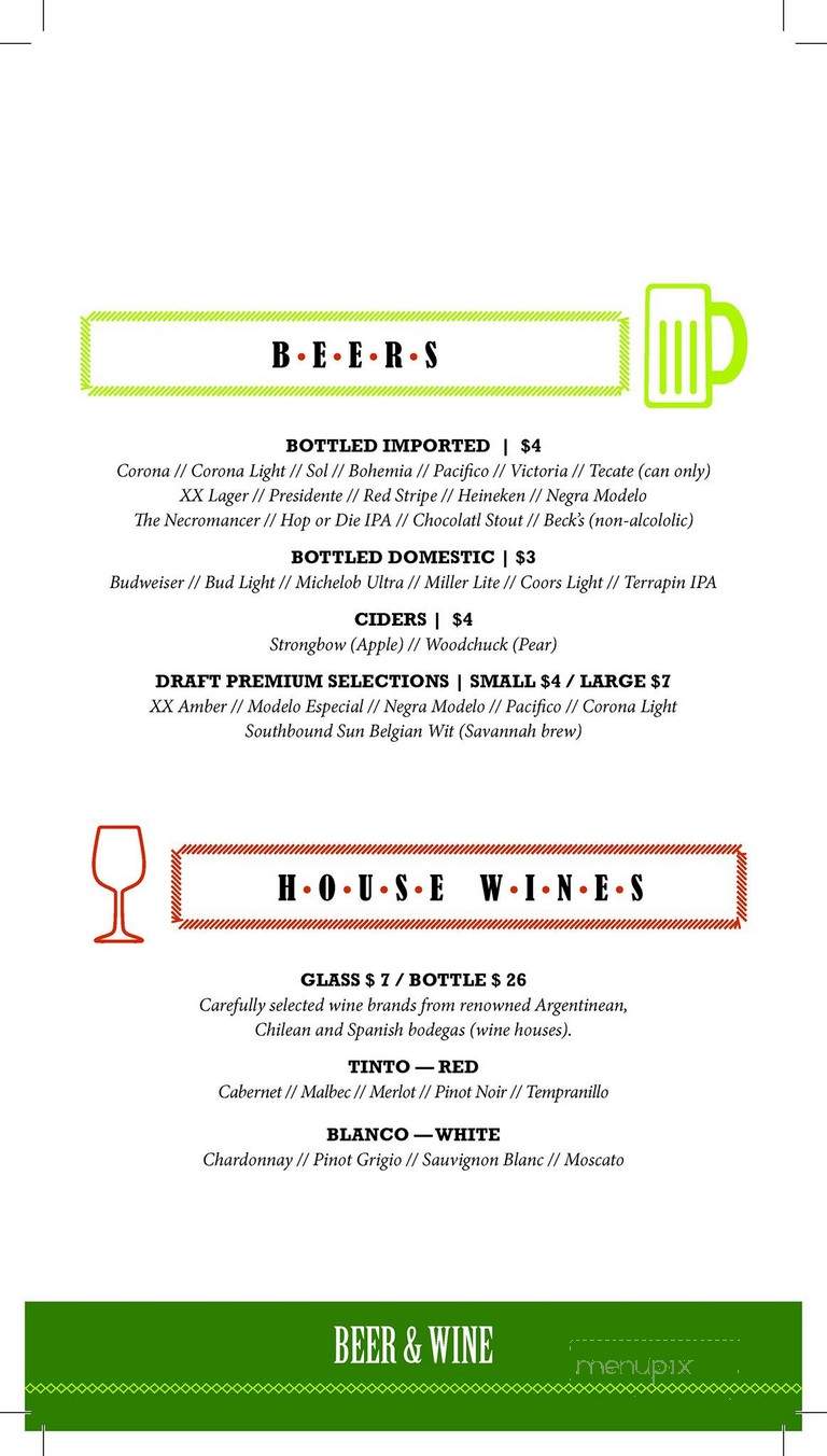Tequila's Town - Savannah, GA menu_pic