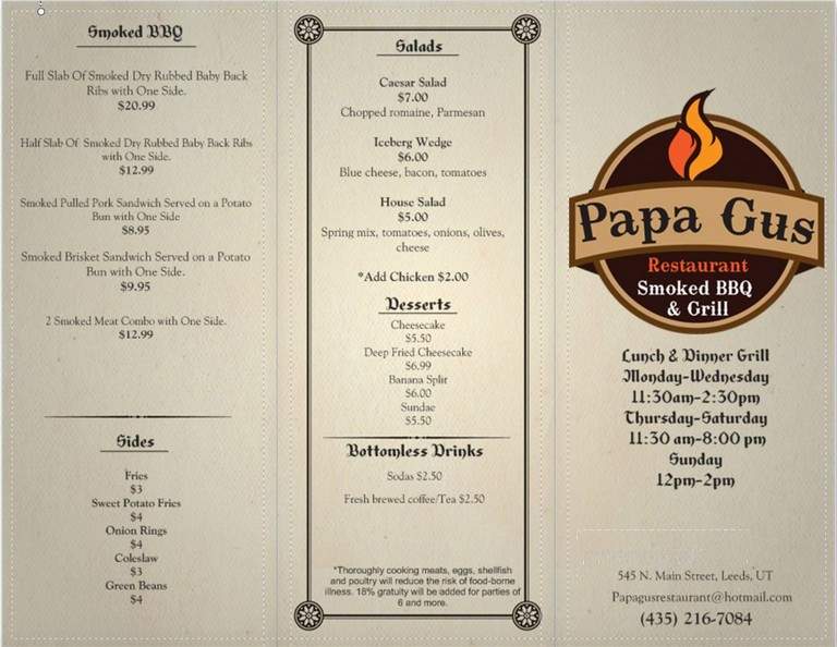 Papa Gus - Leeds, UT menu_pic