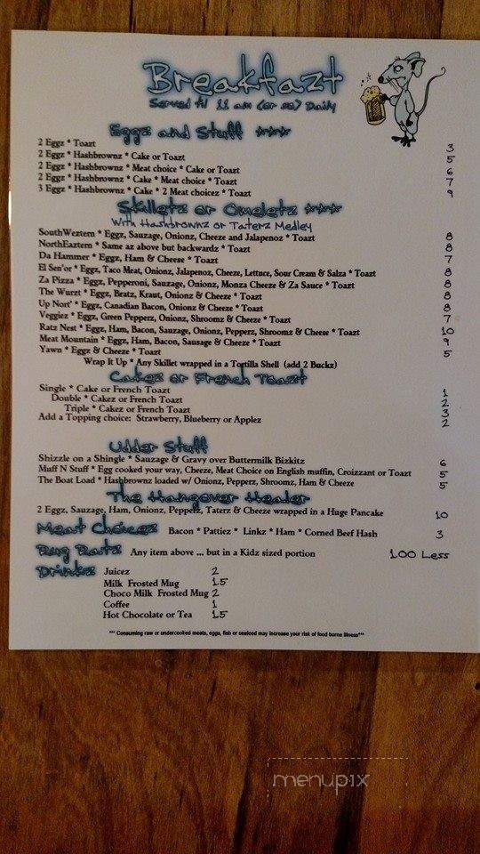 River Ratz Saloon - Cochrane, WI menu_pic