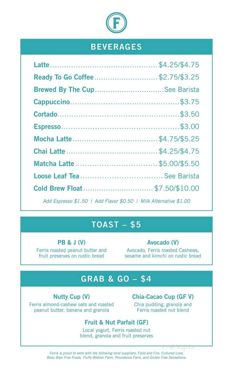 Ferris Coffee - Grand Rapids, MI menu_pic