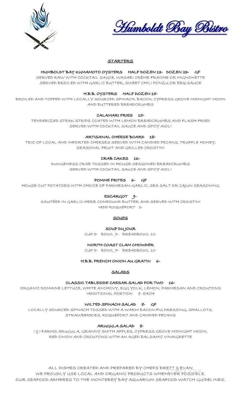 Humboldt Bay Bistro - Eureka, CA menu_pic