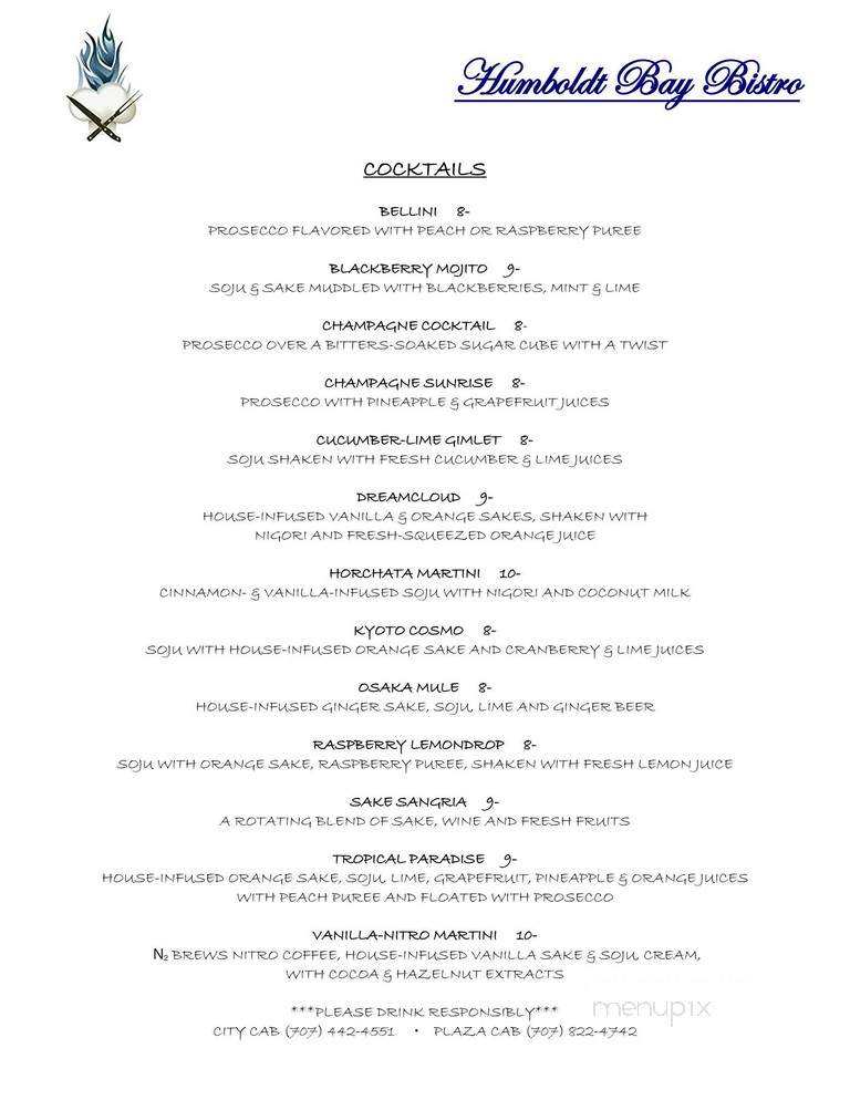 Humboldt Bay Bistro - Eureka, CA menu_pic