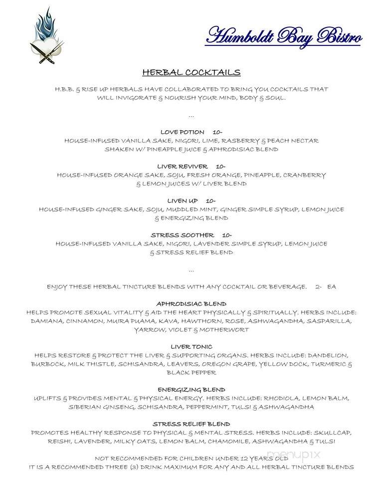 Humboldt Bay Bistro - Eureka, CA menu_pic