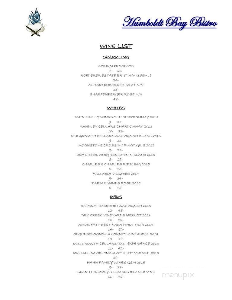 Humboldt Bay Bistro - Eureka, CA menu_pic