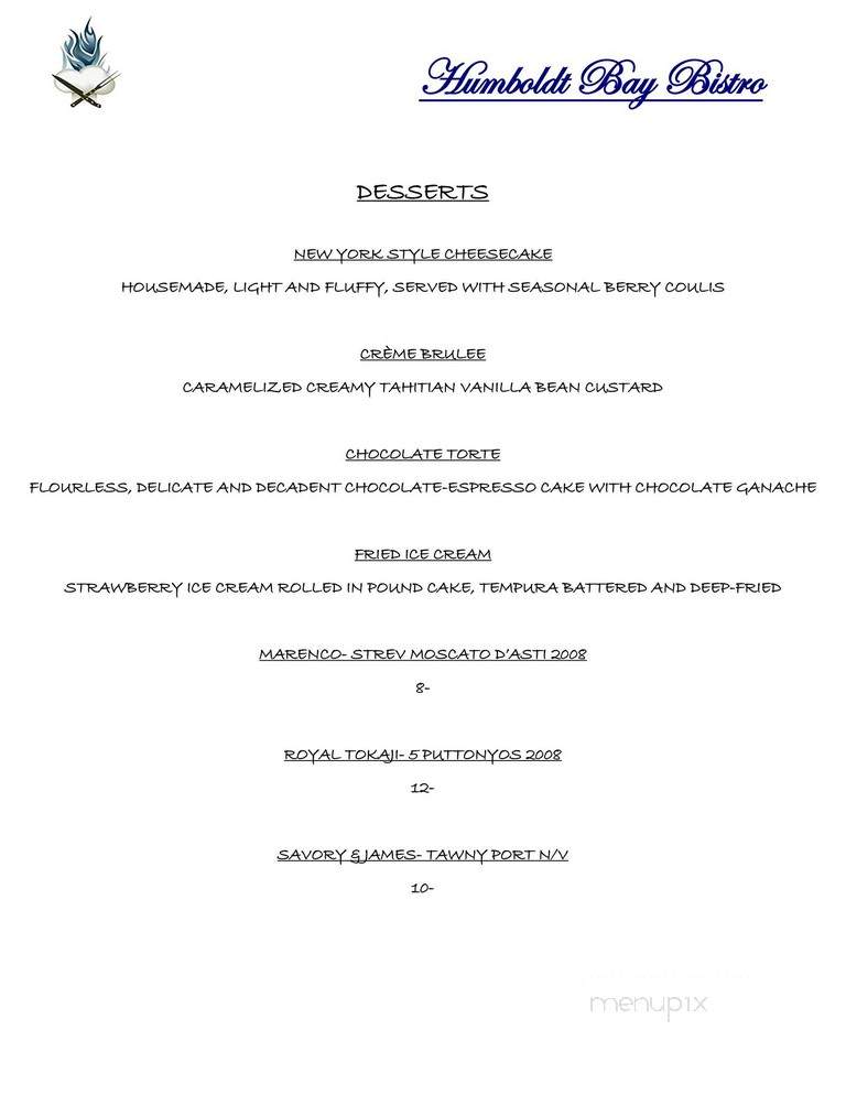 Humboldt Bay Bistro - Eureka, CA menu_pic