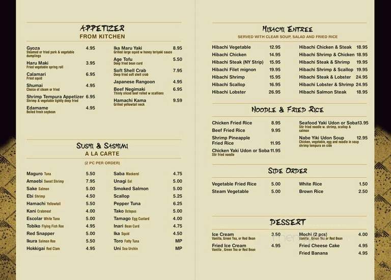 Kasa Sushi Japanese Restaurant - Sarasota, FL menu_pic