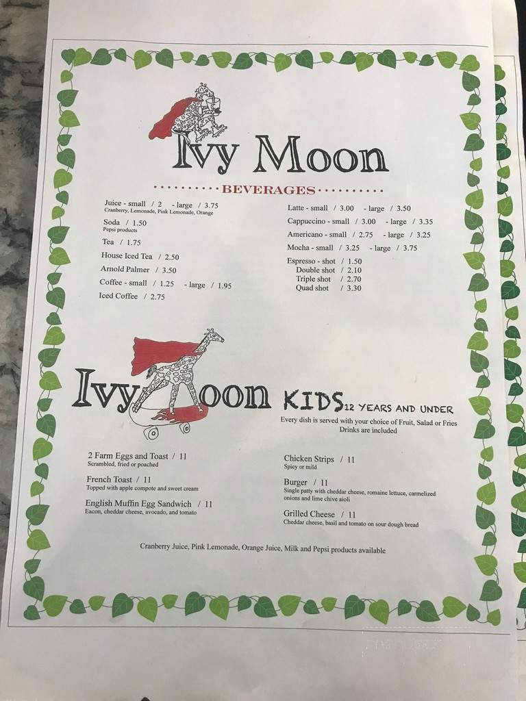 Ivy Moon Restaurant - Oakland, CA menu_pic
