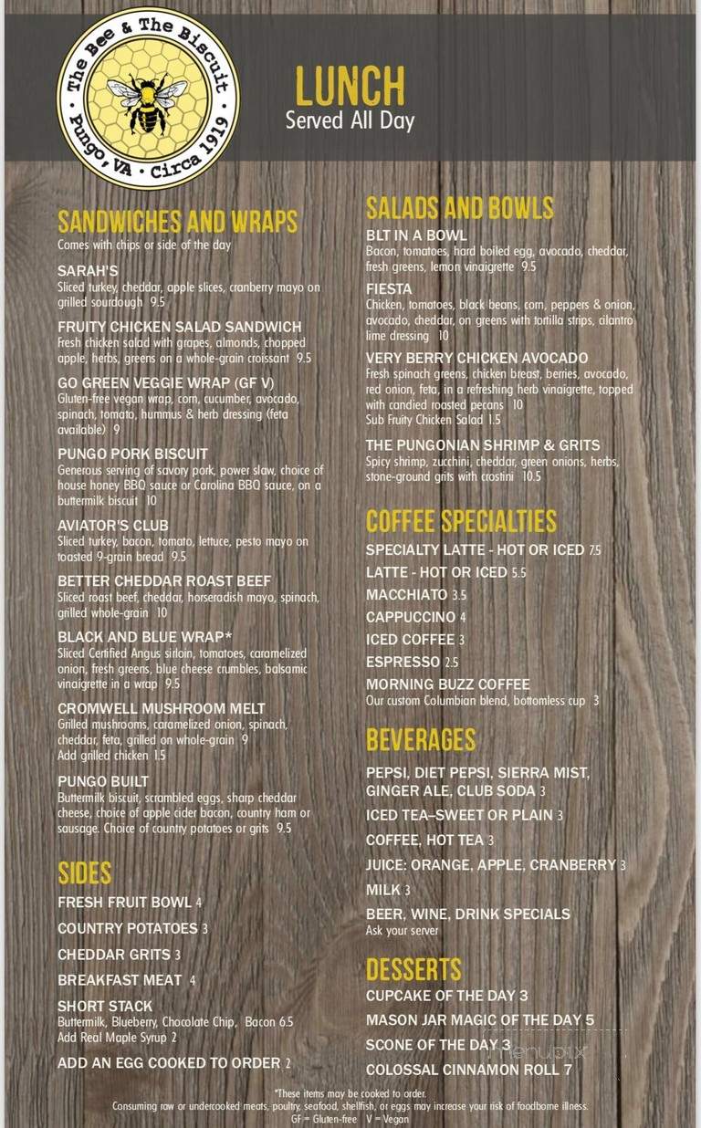 The Bee and the Biscuit - Virginia Beach, VA menu_pic