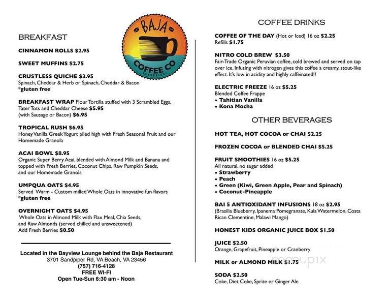 Baja Coffee Co - Virginia Beach, VA menu_pic