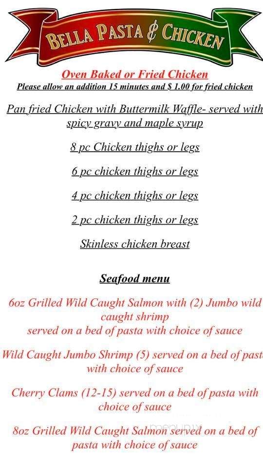 Bella Pasta & Seafood - Pueblo West, CO menu_pic