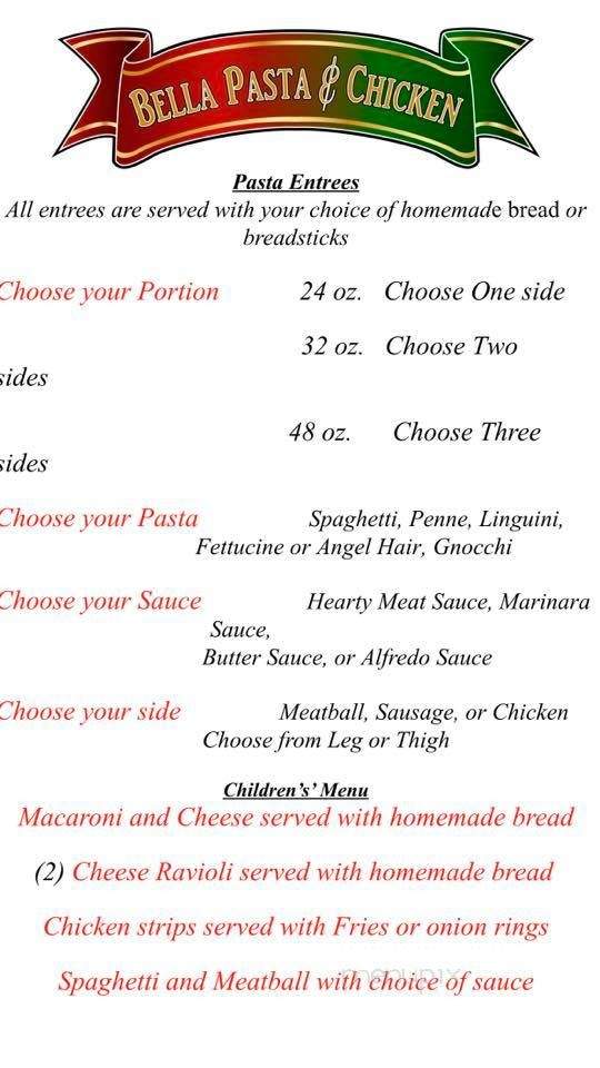 Bella Pasta & Seafood - Pueblo West, CO menu_pic