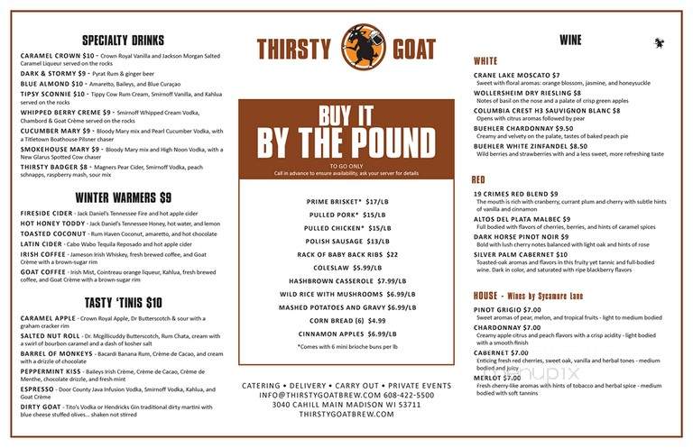 Thirsty Goat - Fitchburg, WI menu_pic