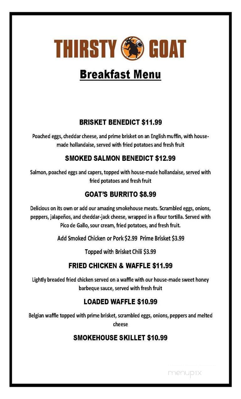 Thirsty Goat - Fitchburg, WI menu_pic