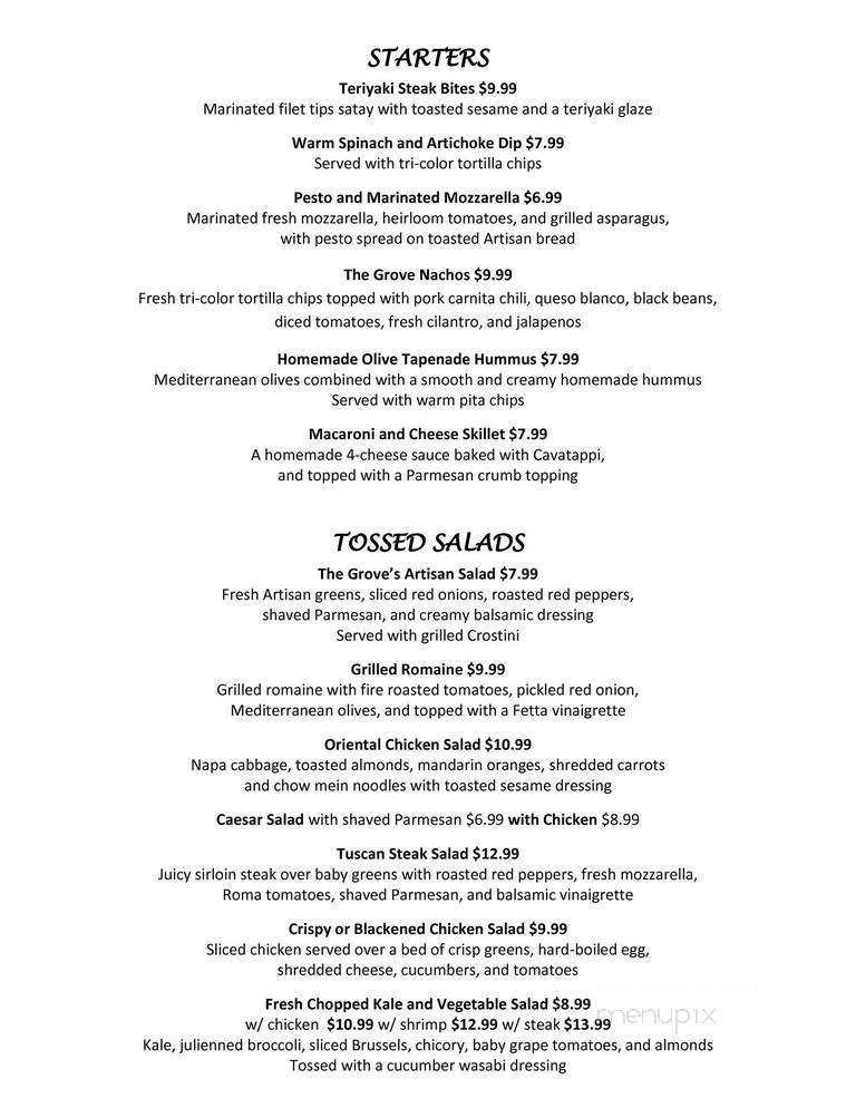 The Grove Restaurant and Tavern - Toms River, NJ menu_pic