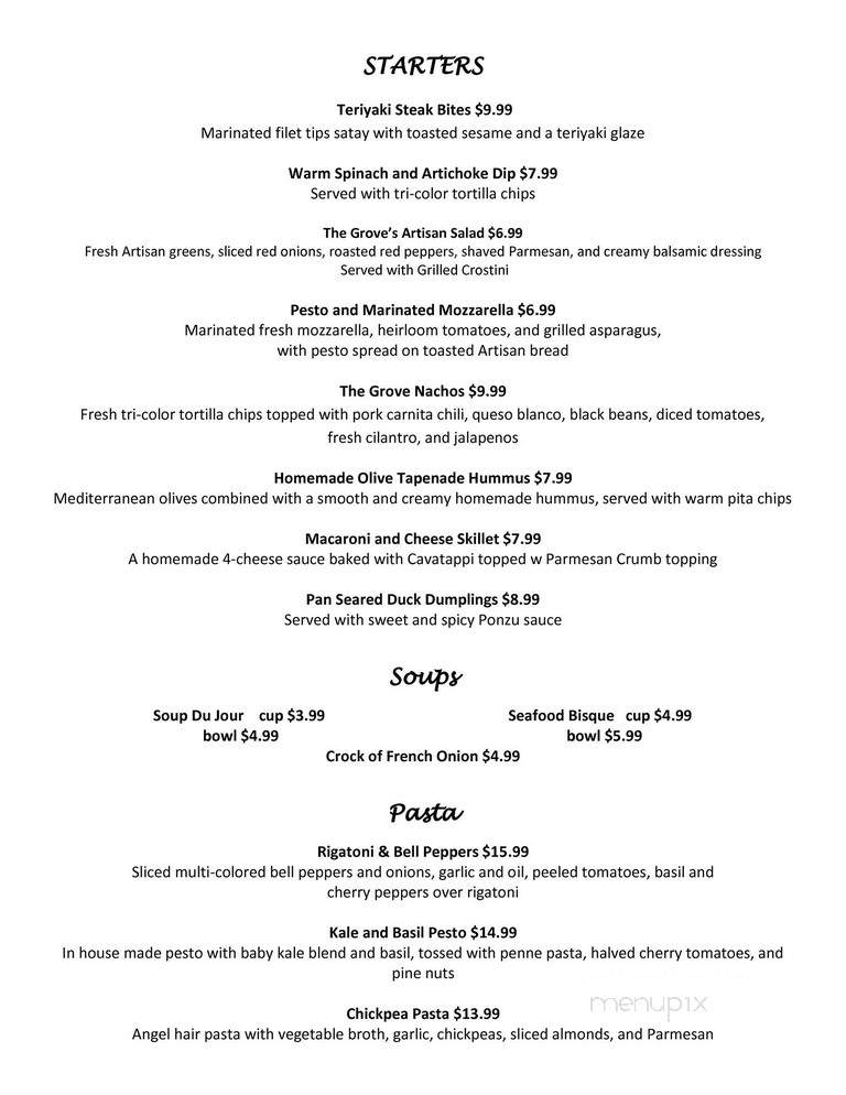 The Grove Restaurant and Tavern - Toms River, NJ menu_pic