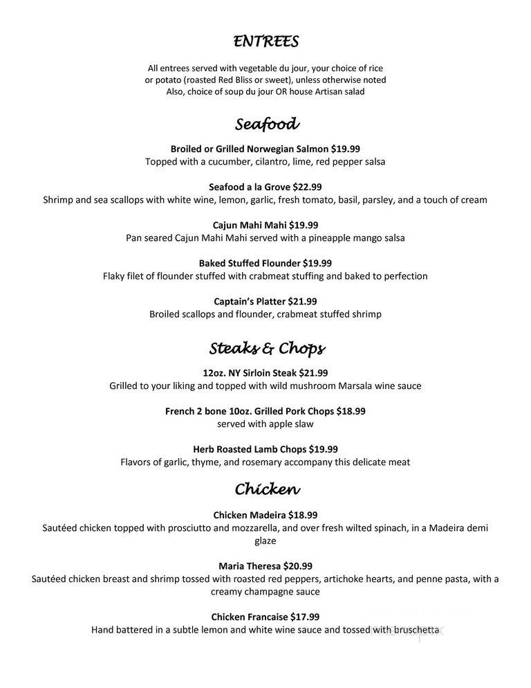 The Grove Restaurant and Tavern - Toms River, NJ menu_pic