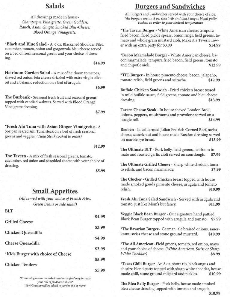 City Tavern - Salisbury, NC menu_pic