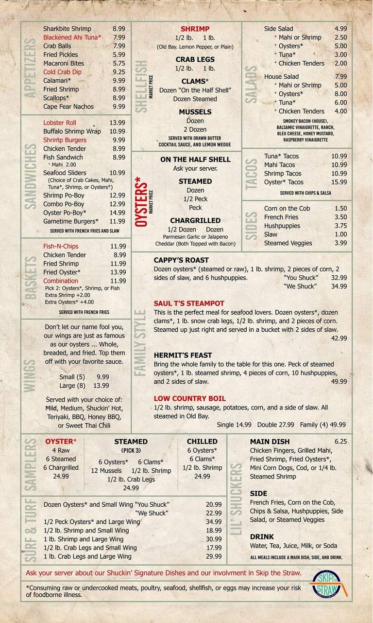 Shuckin' Shack - Salisbury, NC menu_pic