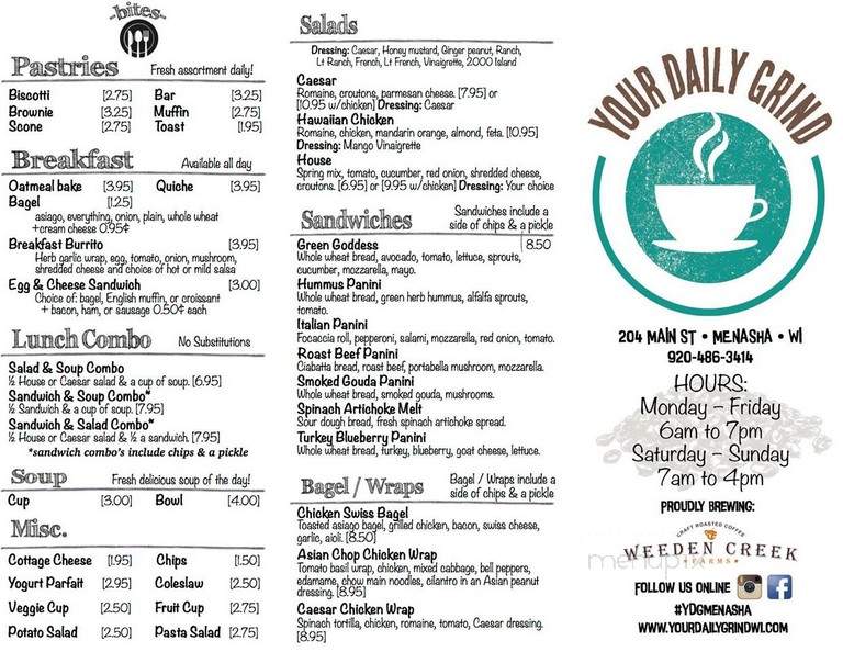 Your Daily Grind - Menasha, WI menu_pic