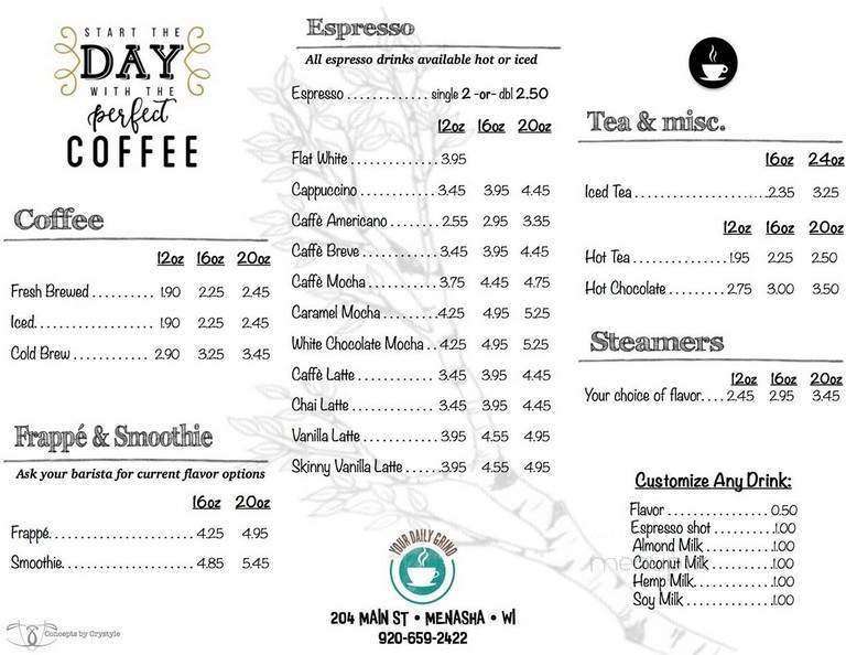 Your Daily Grind - Menasha, WI menu_pic