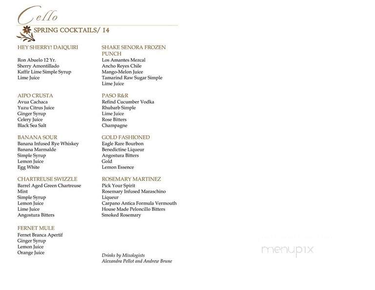 Cello Ristorante & Bar - Paso Robles, CA menu_pic