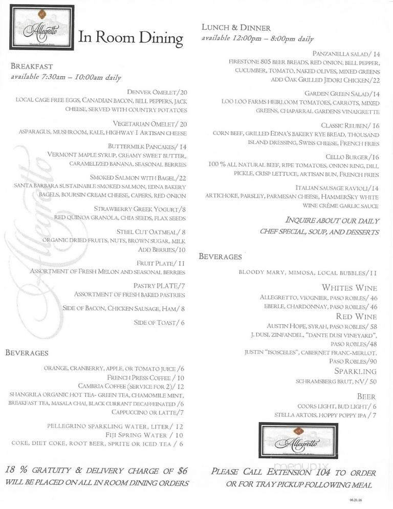Cello Ristorante & Bar - Paso Robles, CA menu_pic