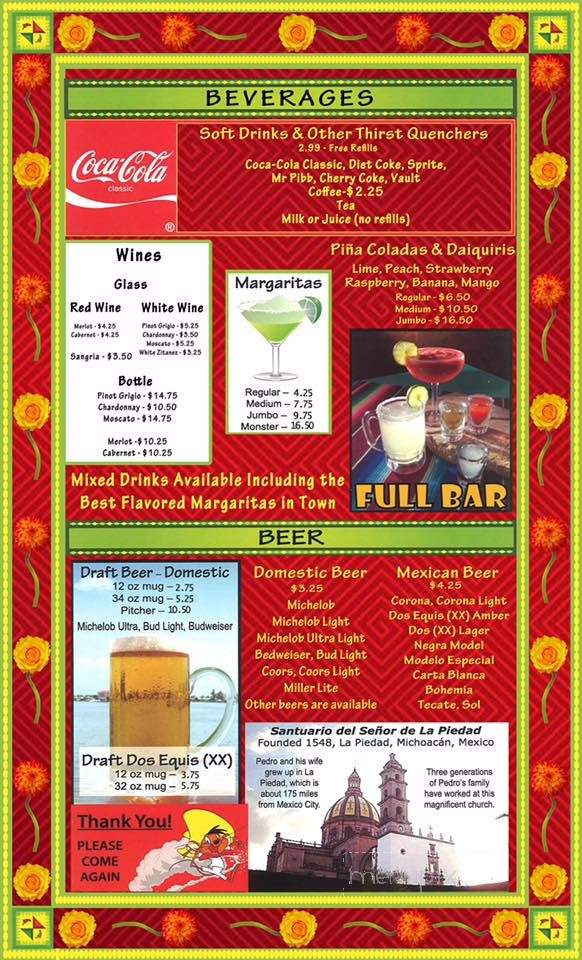 Margarita's Lounge - Santee, SC menu_pic