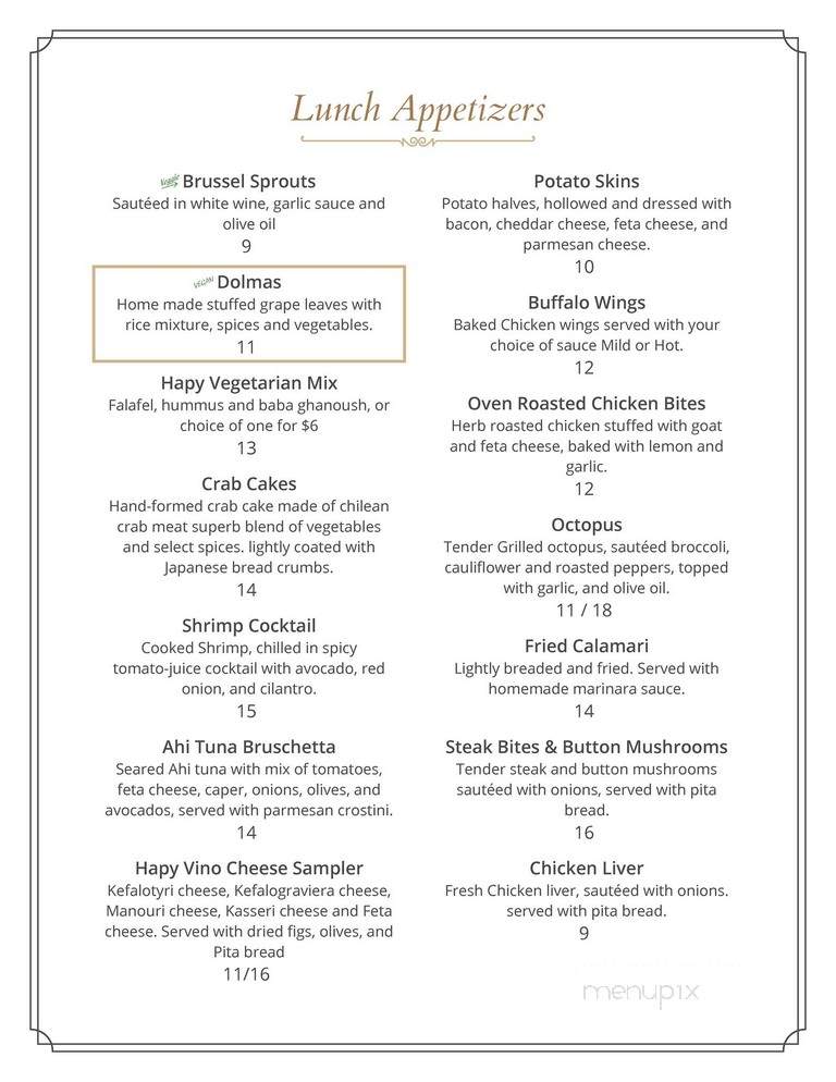 Hapy - Pismo Beach, CA menu_pic