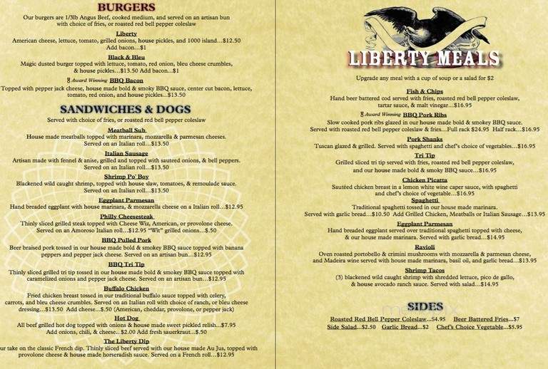 Liberty Sports Bar And Grill - Mammoth Lakes, CA menu_pic