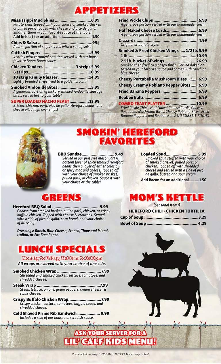 Smokin' Hereford BBQ - Storm Lake, IA menu_pic