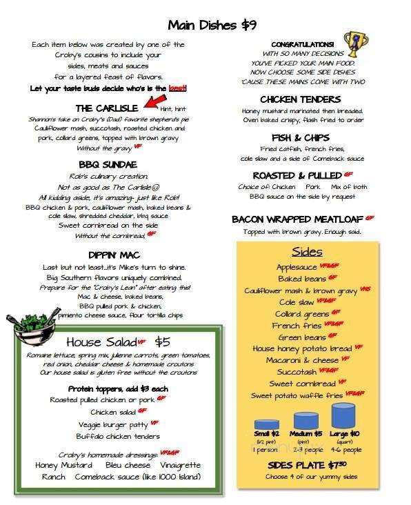 Croby's Urban Viddles - Charlottesville, VA menu_pic