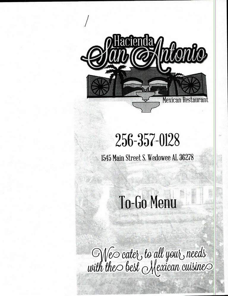 Hacienda San Antonio - Wedowee, AL menu_pic