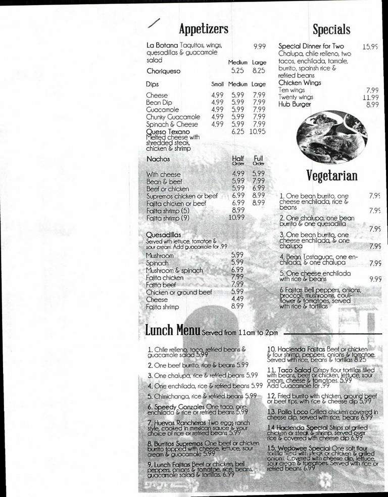 Hacienda San Antonio - Wedowee, AL menu_pic