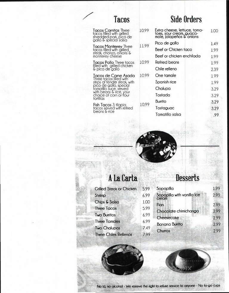 Hacienda San Antonio - Wedowee, AL menu_pic