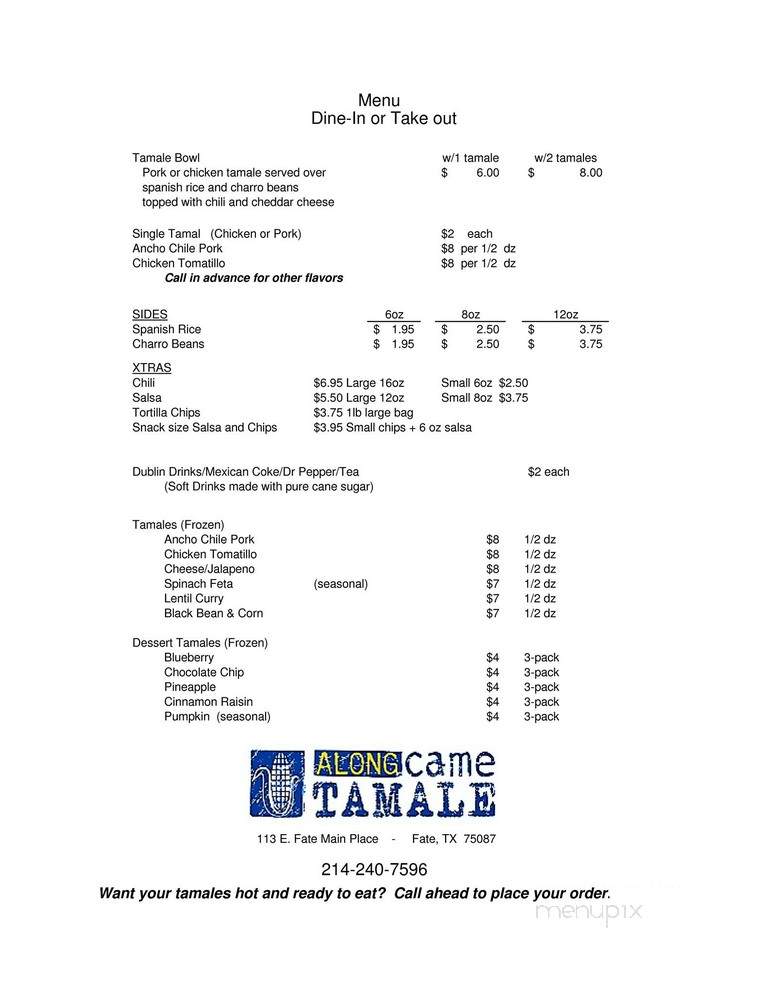 Along Came Tamale - Fate, TX menu_pic