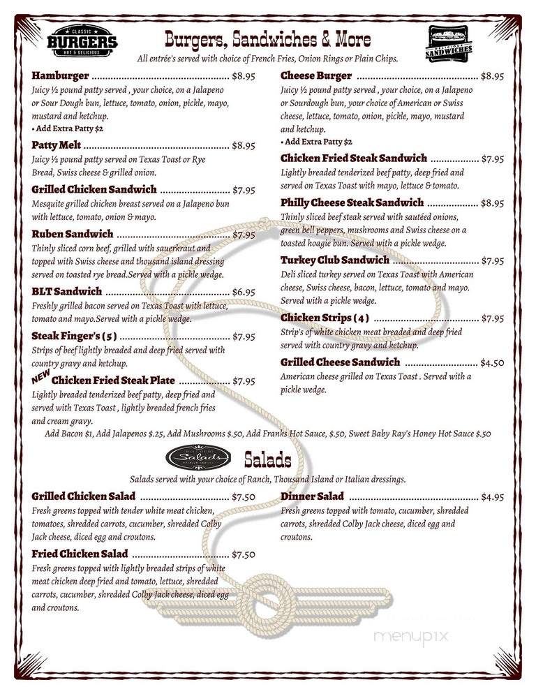 Dobbins Saloon - Montgomery, TX menu_pic