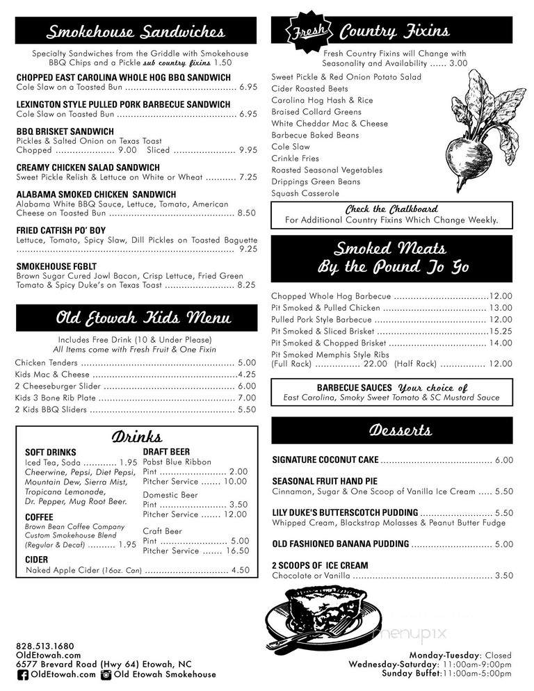 Old Etowah Smokehouse - Etowah, NC menu_pic